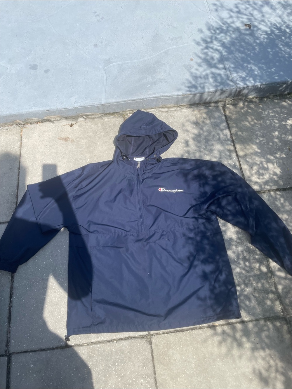 Champion Navy Half-Zip Hooded Windbreaker